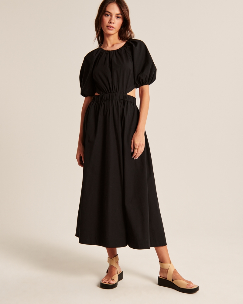 High-Neck Open Back Midi Dress