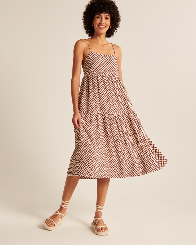 Abercrombie & Fitch Tiered Trapeze Midi Dress