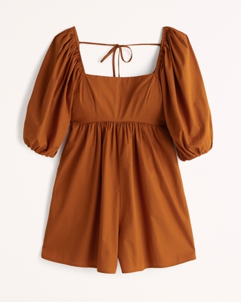 Striped Oversized Puff Sleeve Romper main image 0