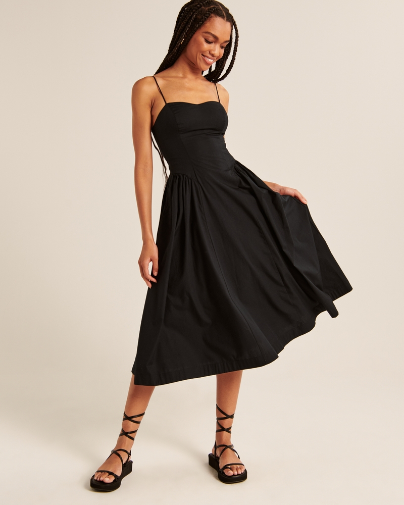 Dropped Waist Corset Midi Dress