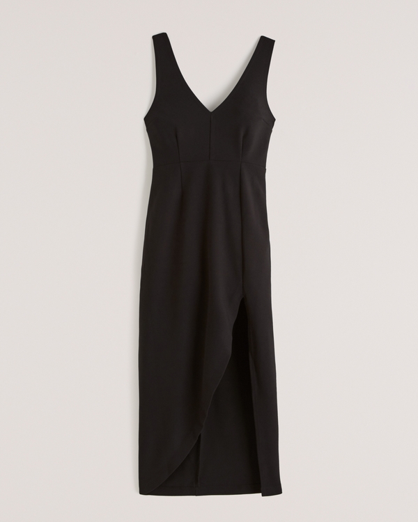 Women's Plunge Neck Midi Dress | Women's Dresses & Jumpsuits | Abercrombie.com