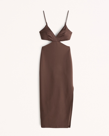 Donna Mixed Fabric Midi Dress | Donna Vestiti e Salopette lunghe | Abercrombie.com