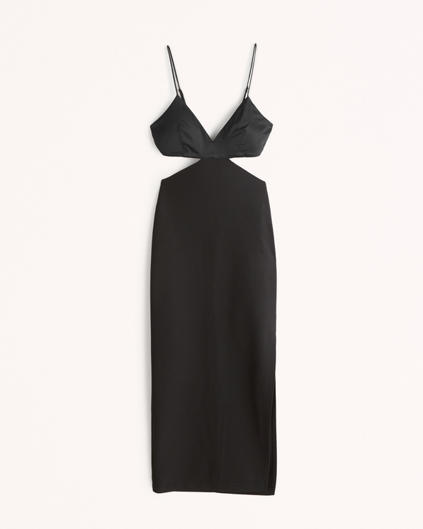 Donna Mixed Fabric Midi Dress | Donna Vestiti e Salopette lunghe | Abercrombie.com