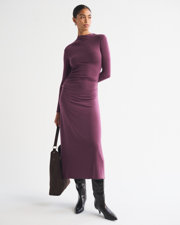 Draped Mock Neck Maxi Dress