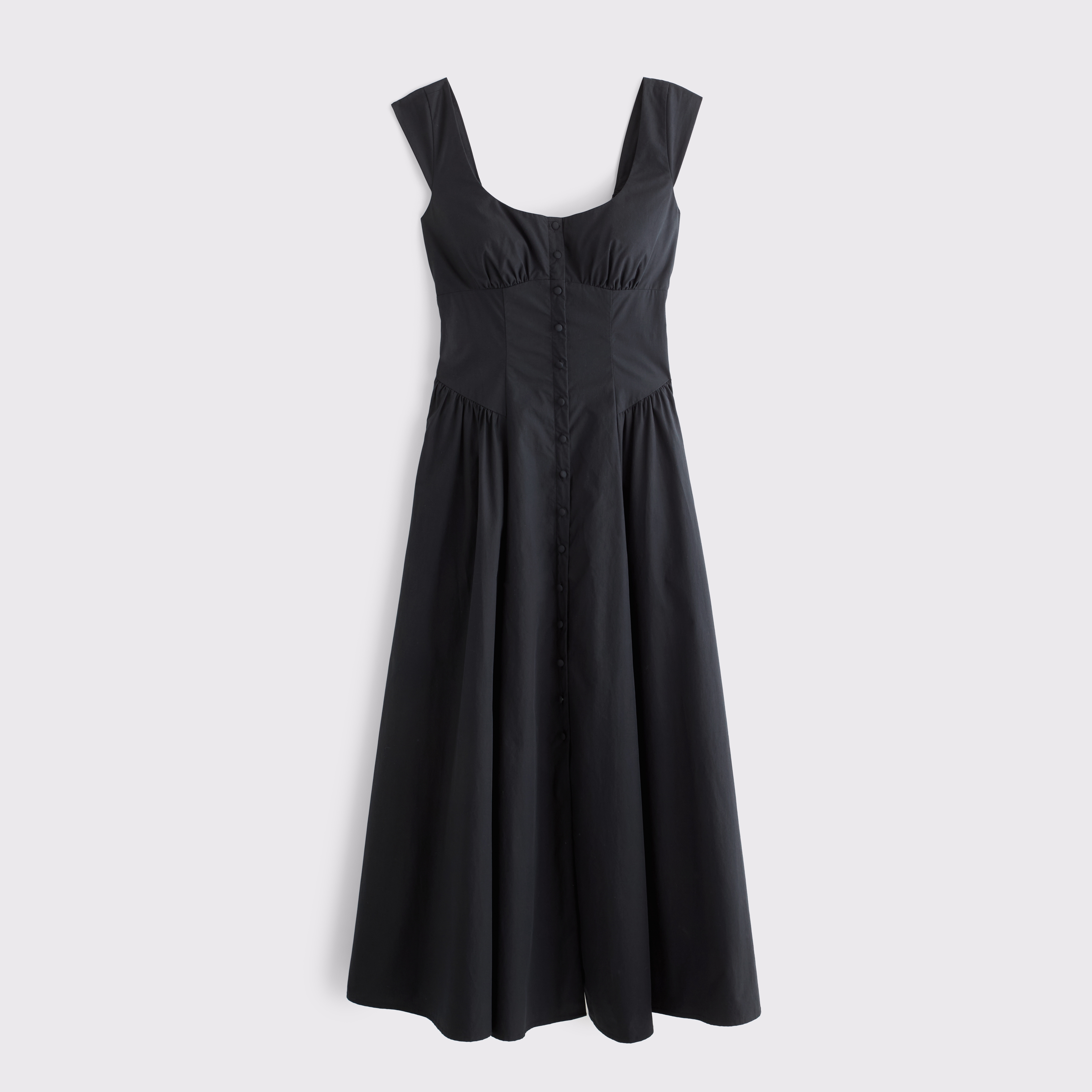 Женское платье Abercrombie & Fitch 100% Cotton A&F Dylan Bra-Free Cap-Sleeve Midi, цвет: Чёрный — фото 1