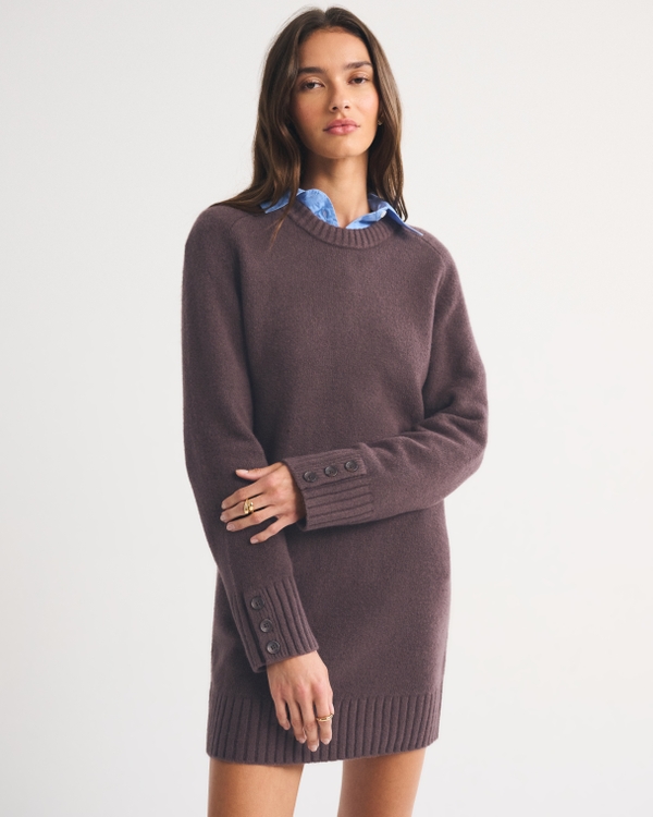 A&F Madeline Mini Sweater Dress, Dark Coffee view 2