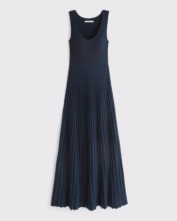 Pleated Maxi Sweater Dress