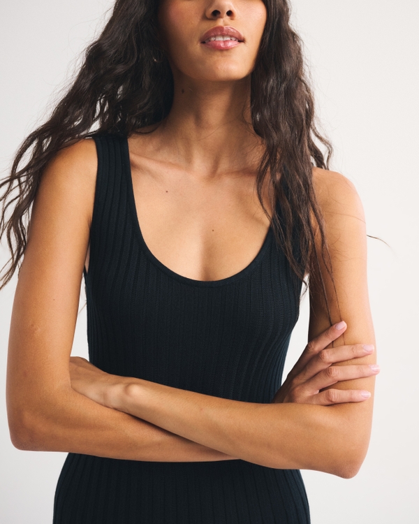 Pleated Maxi Sweater Dress, Black view 2