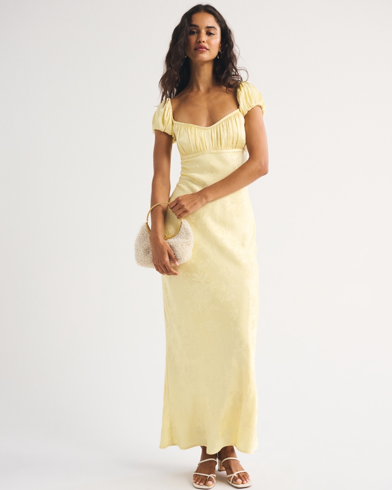 Bra-Free Ruched Satin Maxi Dress - thumbnail 2