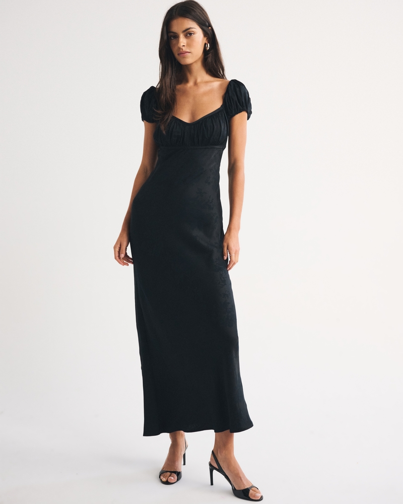 Bra-Free Ruched Satin Maxi Dress - thumbnail 5