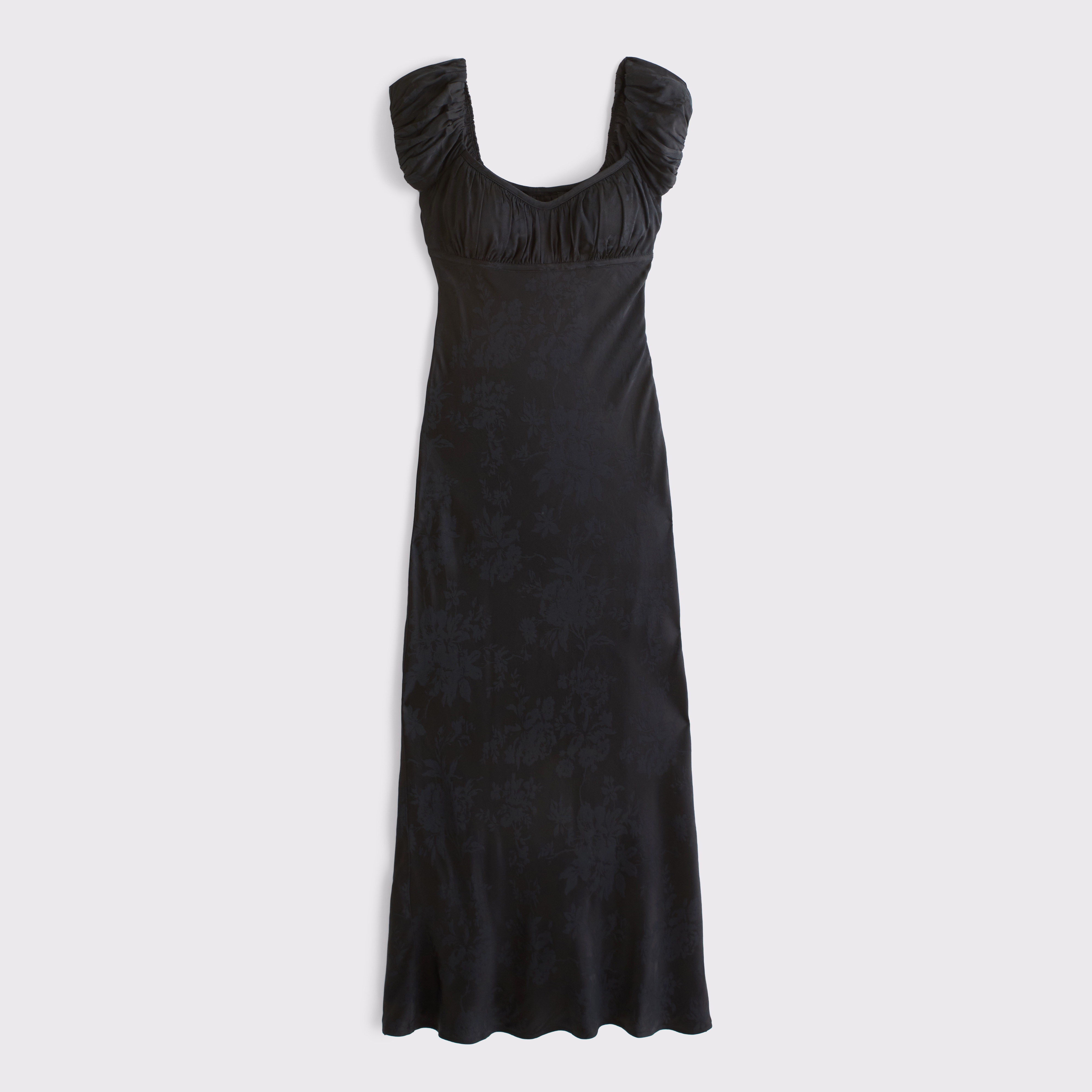 Женское платье Abercrombie & Fitch Bra-Free Ruched Satin Maxi, цвет: Чёрный — фото 1
