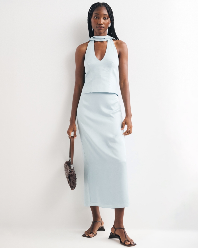 Mid Rise Satin Maxi Set Skirt - thumbnail 2