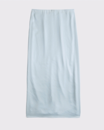 Women's Mid Rise Satin Maxi Set Skirt