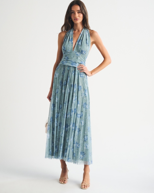 A&F Giselle 5-in-1 Convertible Maxi Dress, Light Blue Floral view 1