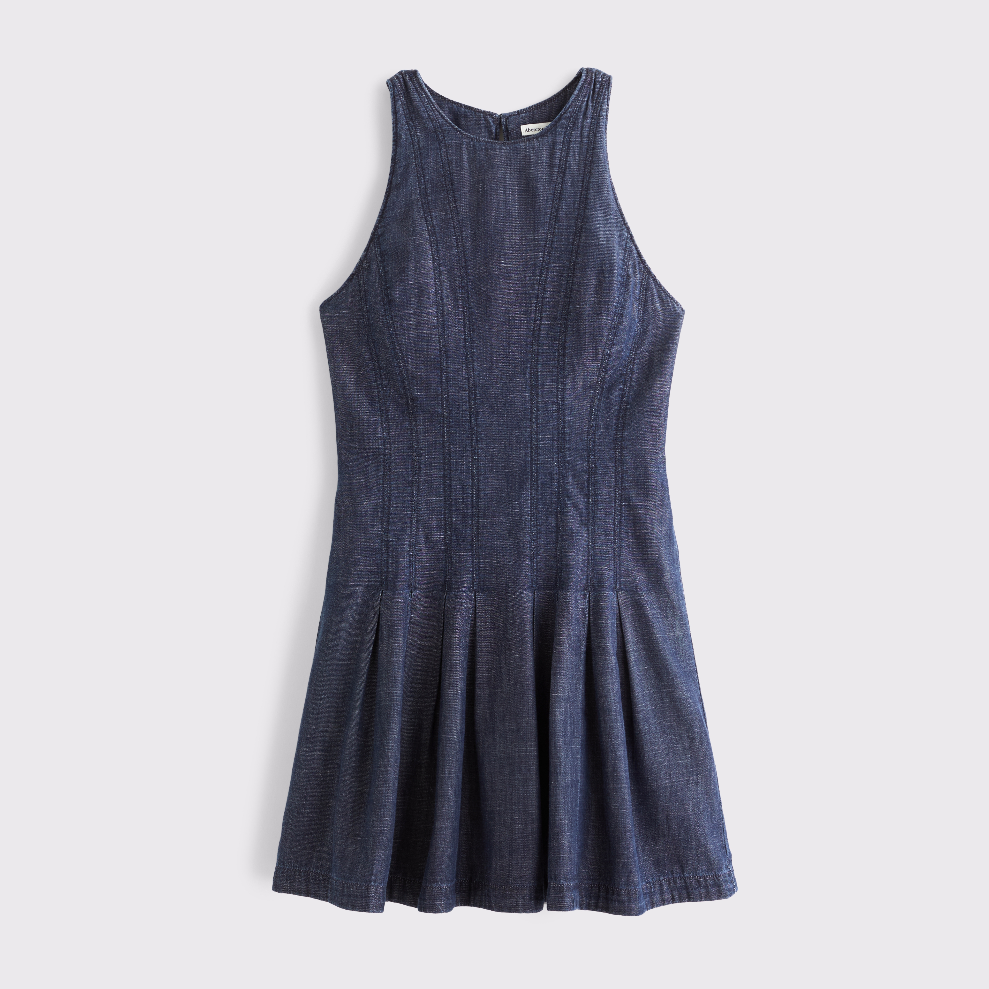 Женское платье Abercrombie & Fitch High Neck Chambray Mini, цвет: Тёмный — фото 1