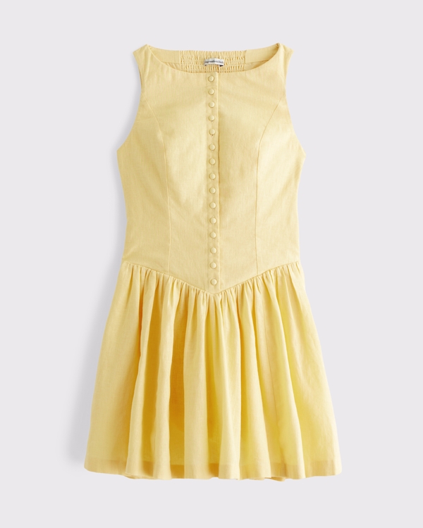 high neck embellished mini dress Romilly Embellished High-Neck Mini Dress in Gold