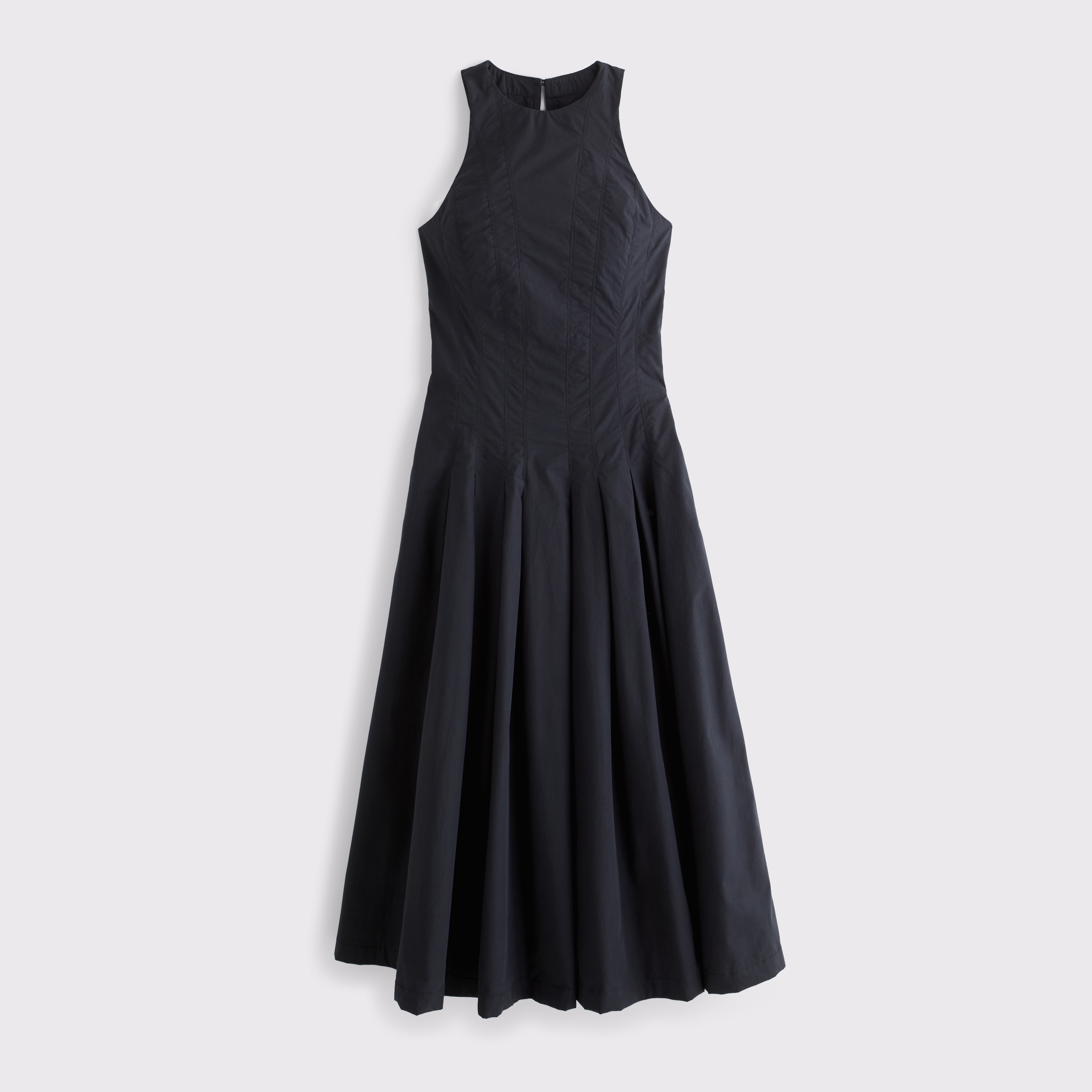 Женское платье Abercrombie & Fitch 100% Cotton High Neck Seamed Midi, цвет: Чёрный — фото 1