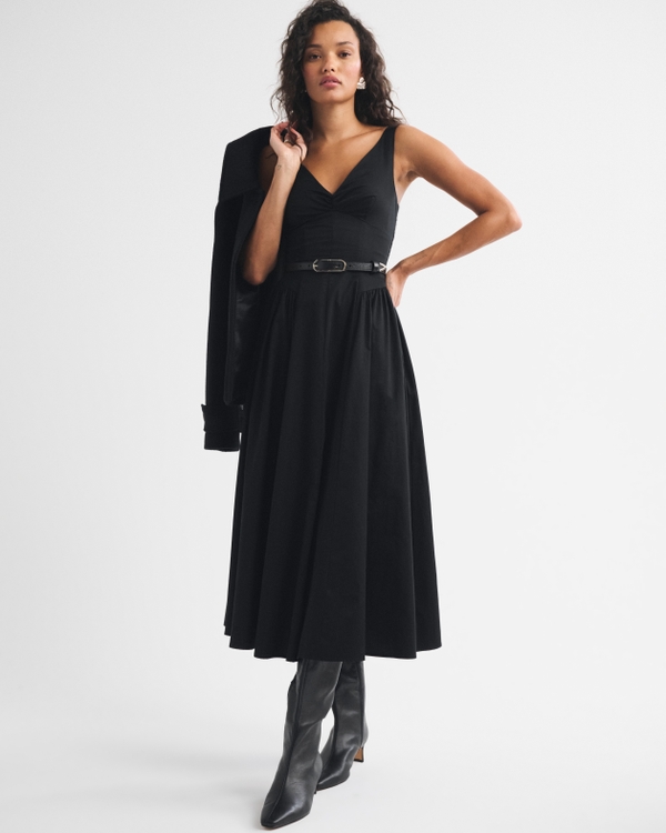 100% Cotton A&F Dylan Bra-Free Midi Dress