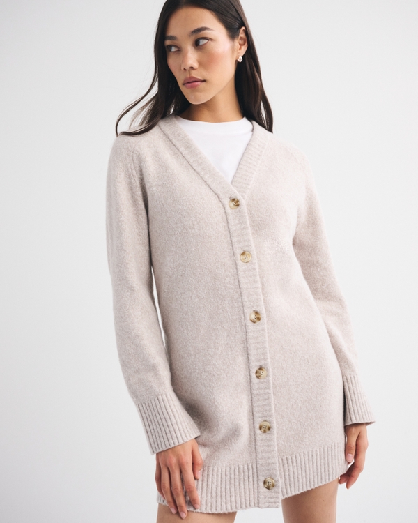 Button-Through Mini Sweater Dress