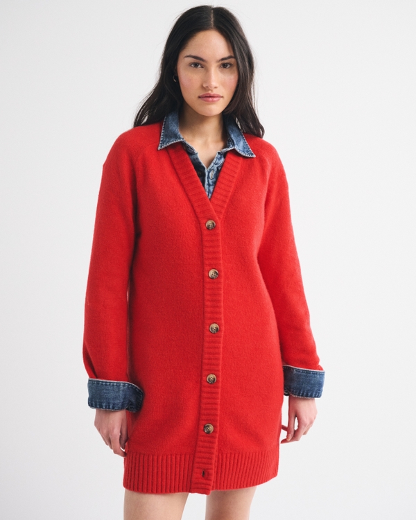 Button-Through Mini Sweater Dress