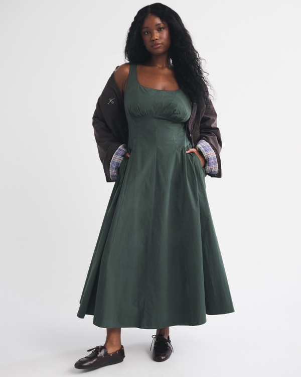 100% Cotton Curve Love A&F Bra-Free Dylan Midi Dress