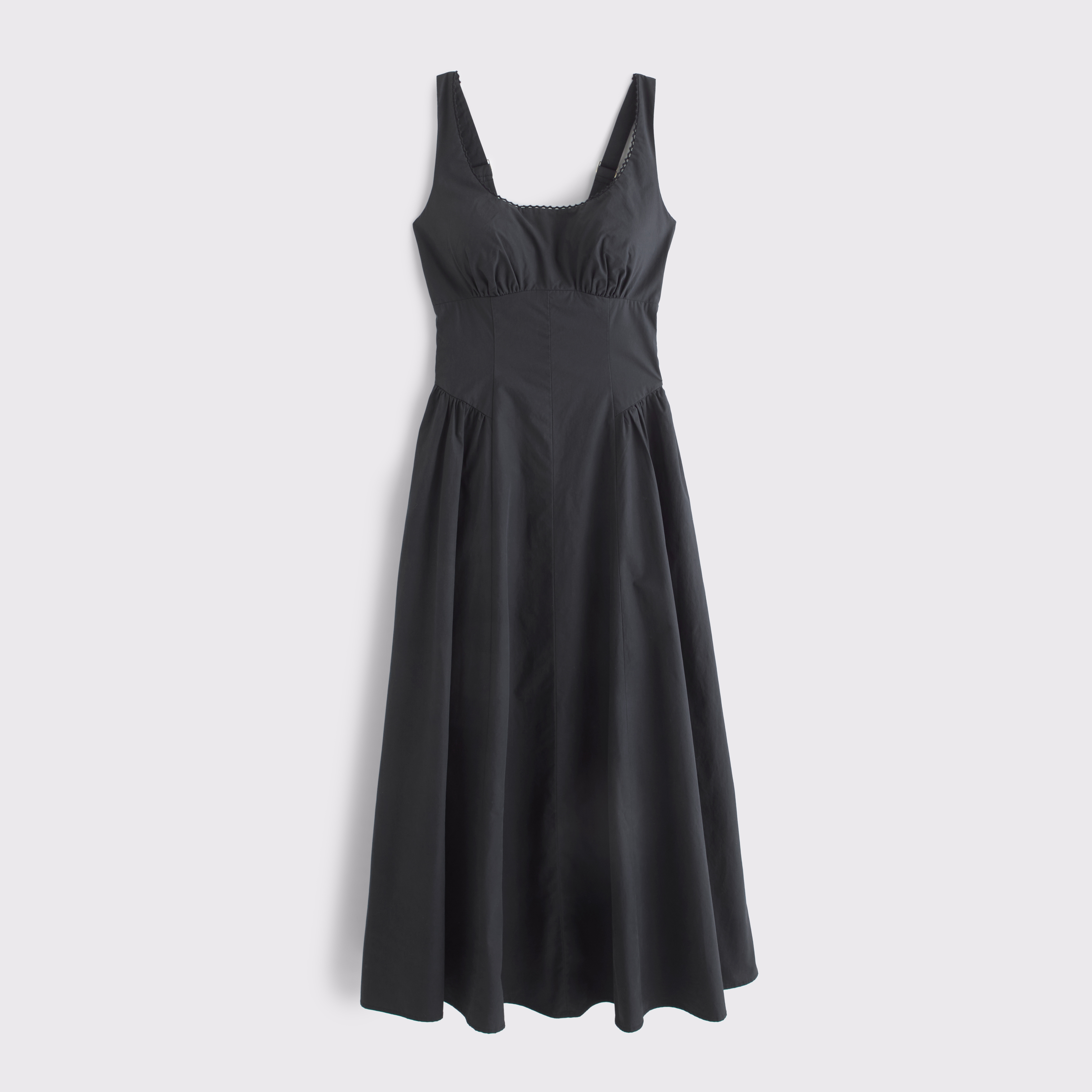 Женское платье Abercrombie & Fitch 100% Cotton Curve Love A&F Bra-Free Dylan Midi, цвет: Чёрный — фото 1