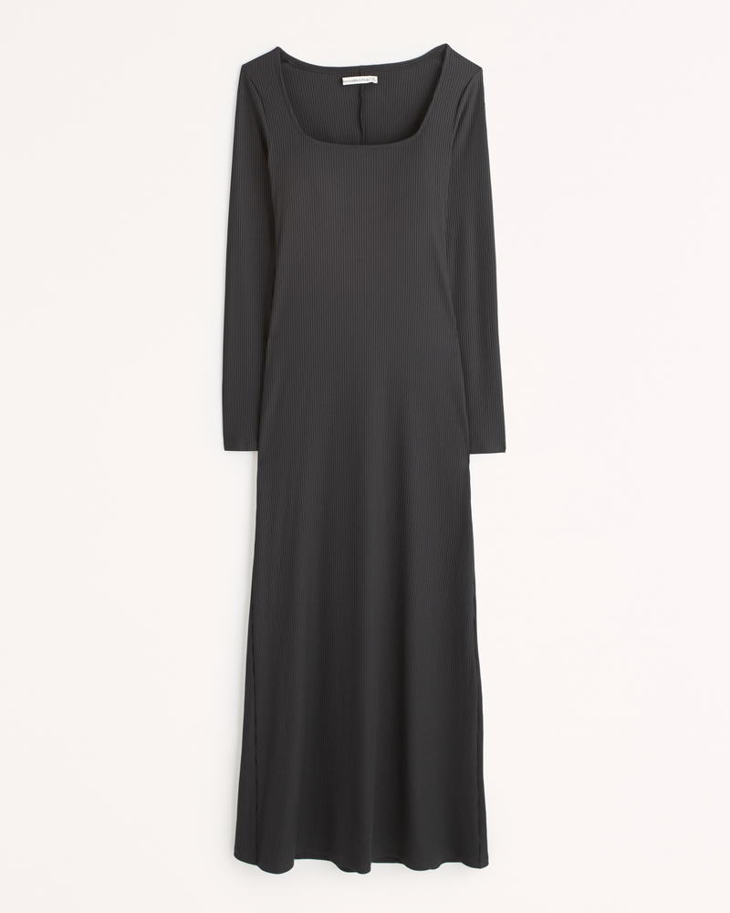 Women's Long-Sleeve Knit Squareneck Maxi Dress | Women's Clearance ...