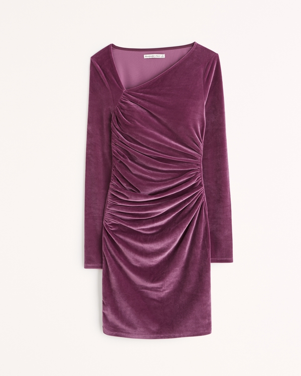 Women's Asymmetrical Ruched Velvet Mini Dress | Women's New Arrivals | Abercrombie.com