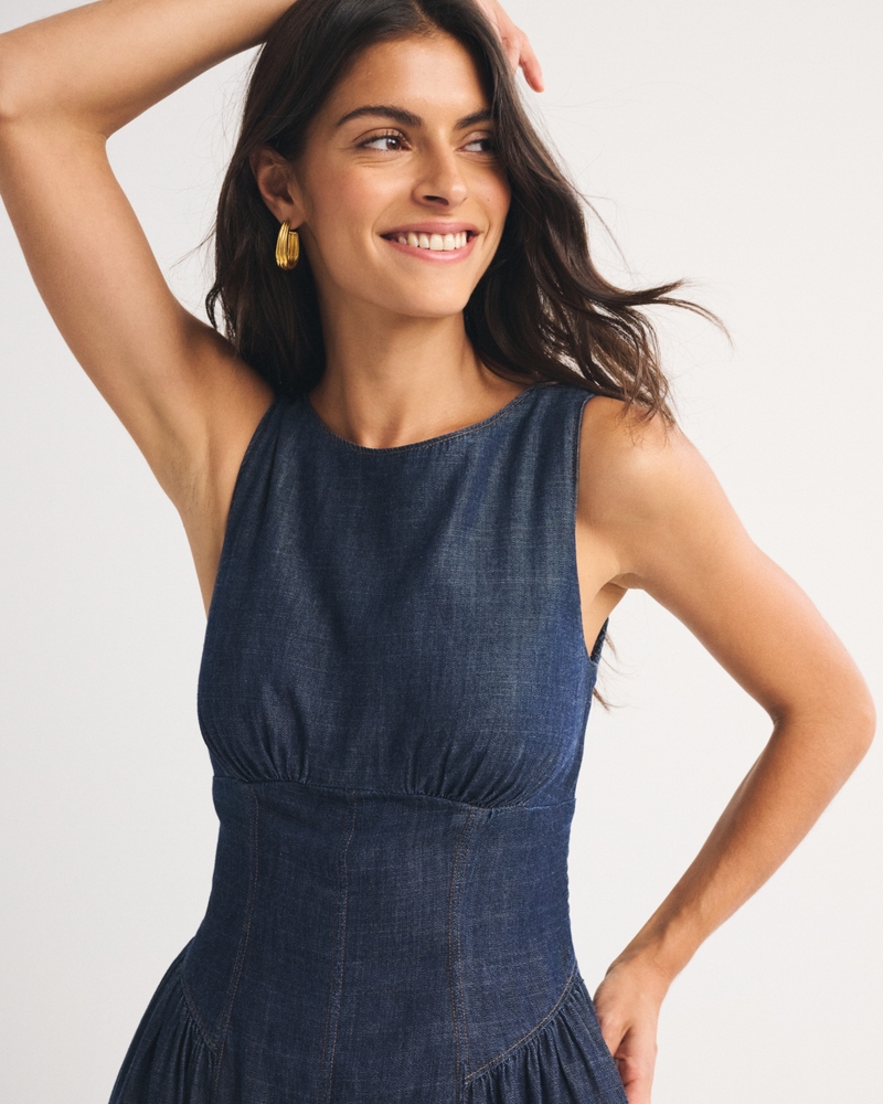 A&F Dylan Bra-Free Denim High Neck Midi Dress