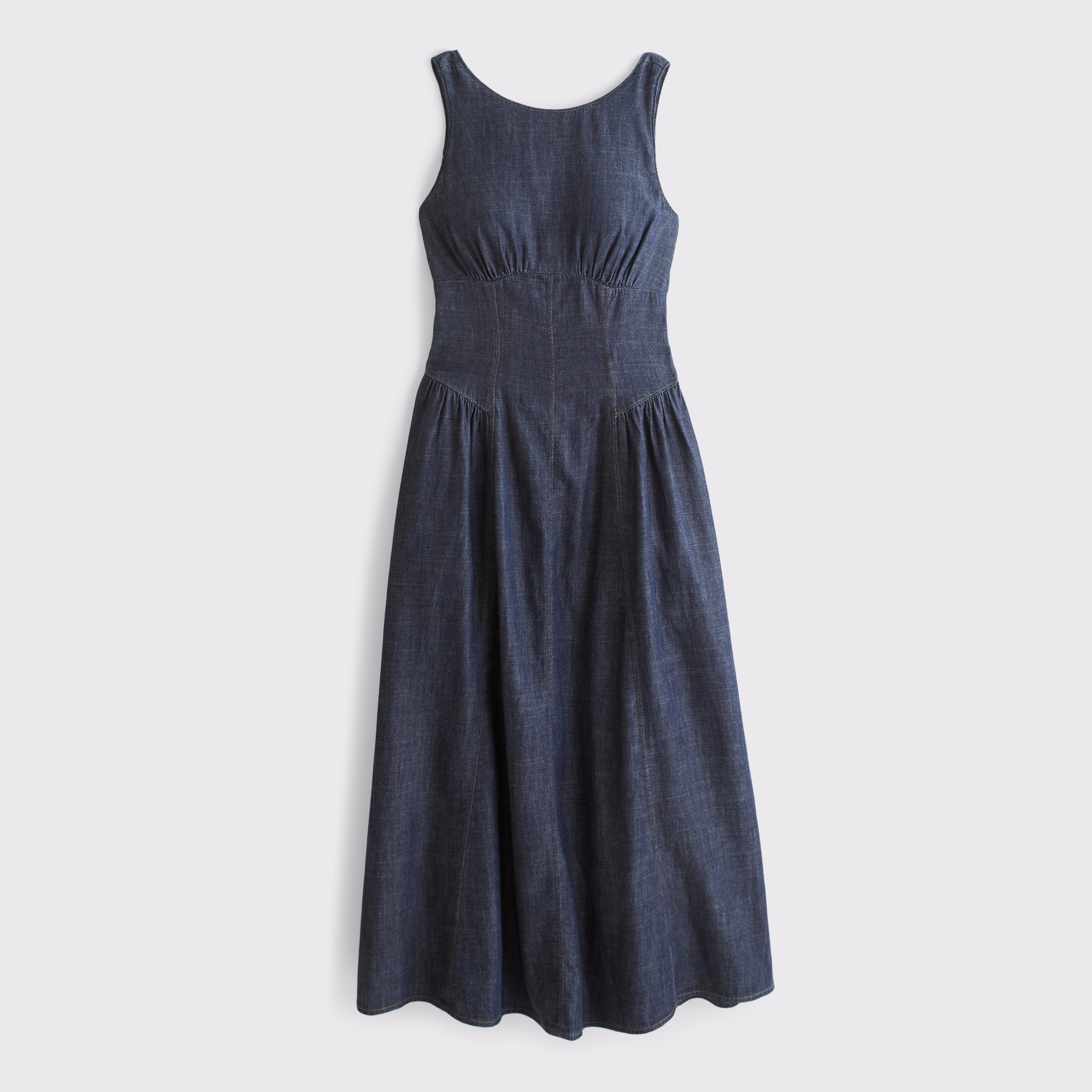 Женское платье Abercrombie & Fitch A&F Dylan Bra-Free Denim High Neck Midi, цвет: Тёмная варка — фото 1