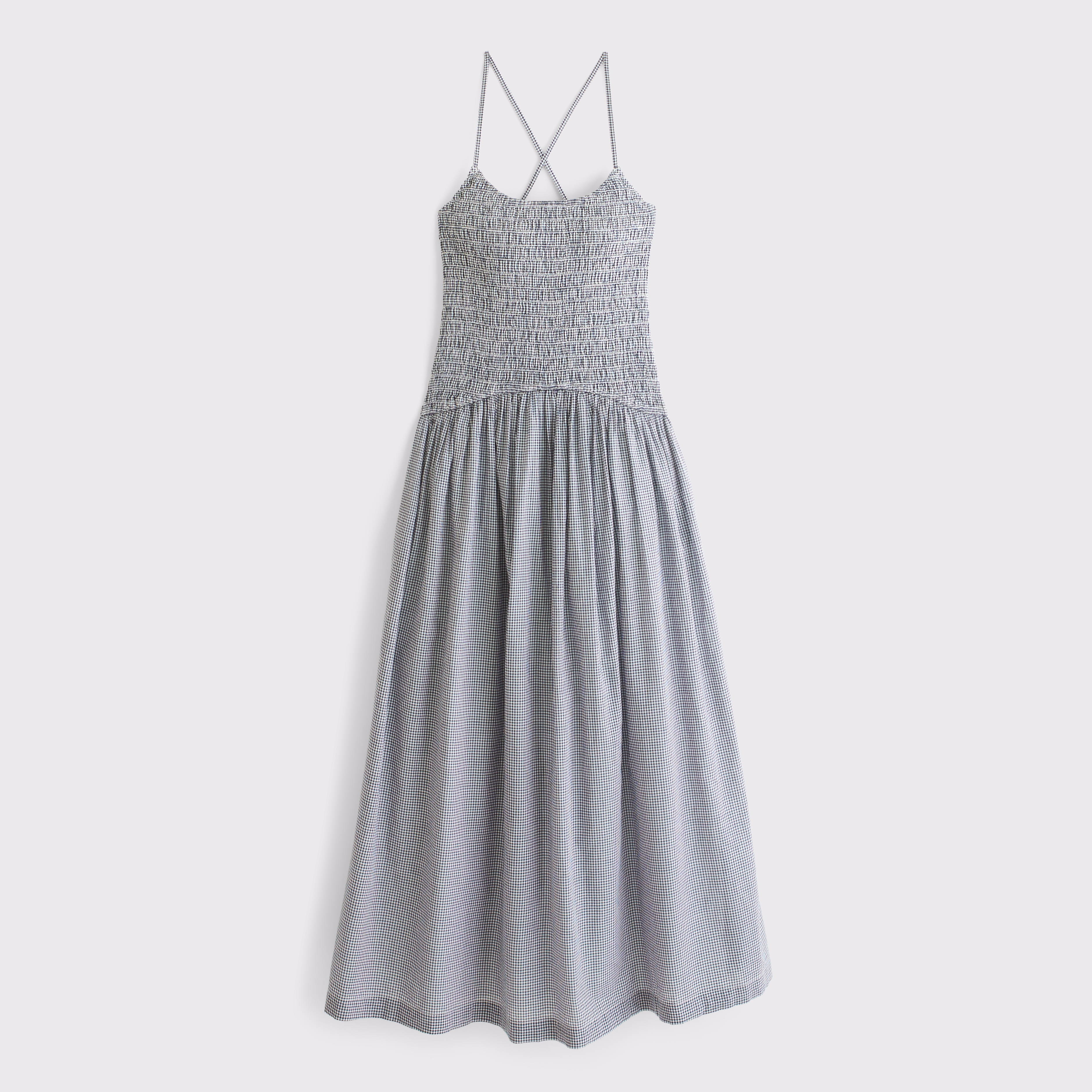 Женское платье Abercrombie & Fitch 100% Cotton Smocked Drop-Waist Midi, цвет: Чёрный — фото 1