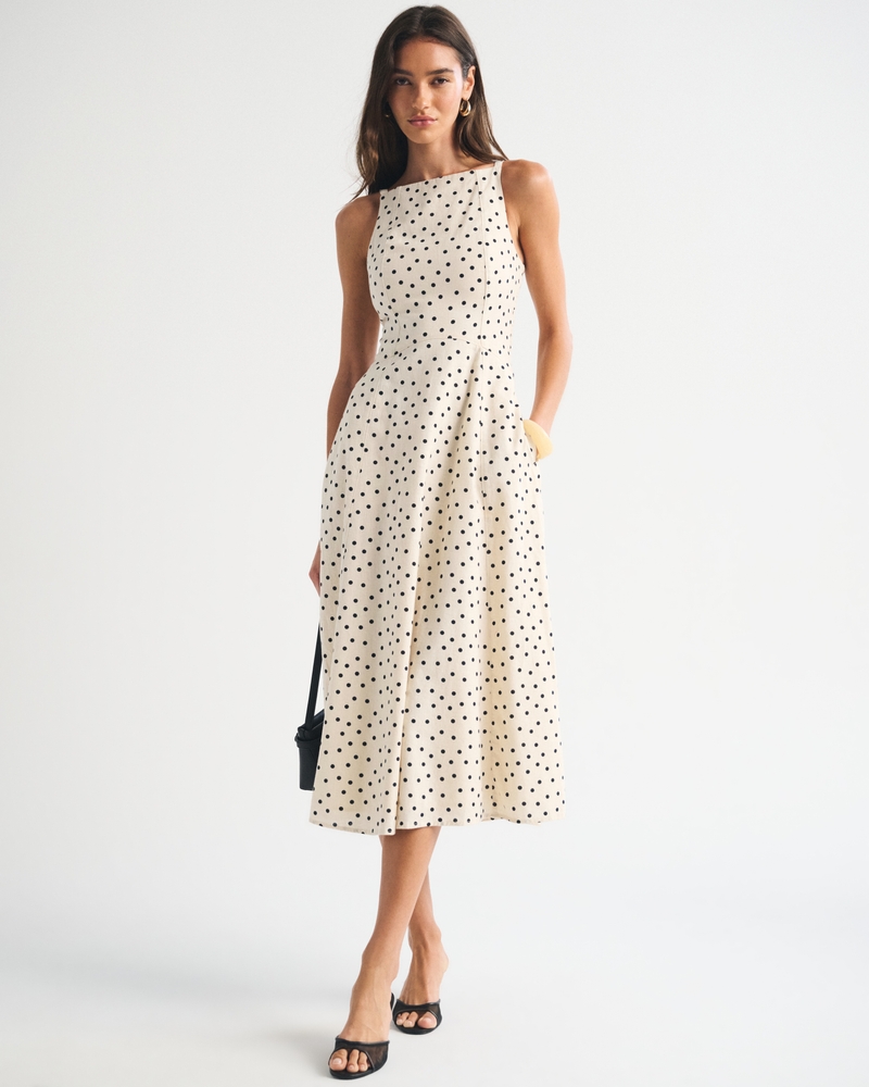 Bra-Free Apron Neck Linen-Blend Midi Dress - thumbnail 5