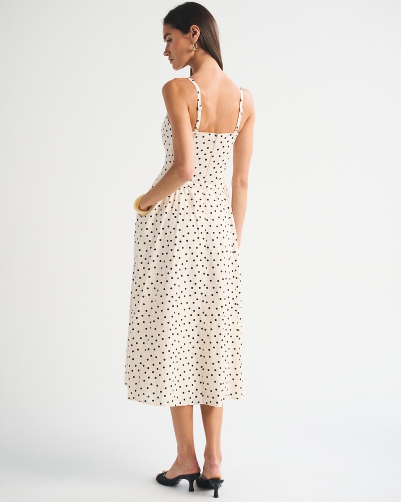 Bra-Free Apron Neck Linen-Blend Midi Dress - thumbnail 6