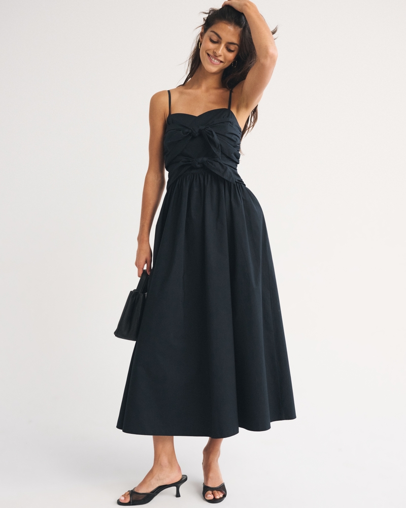 100% Cotton Bra-Free Strapless Tie-Front Midi Dress - thumbnail 4