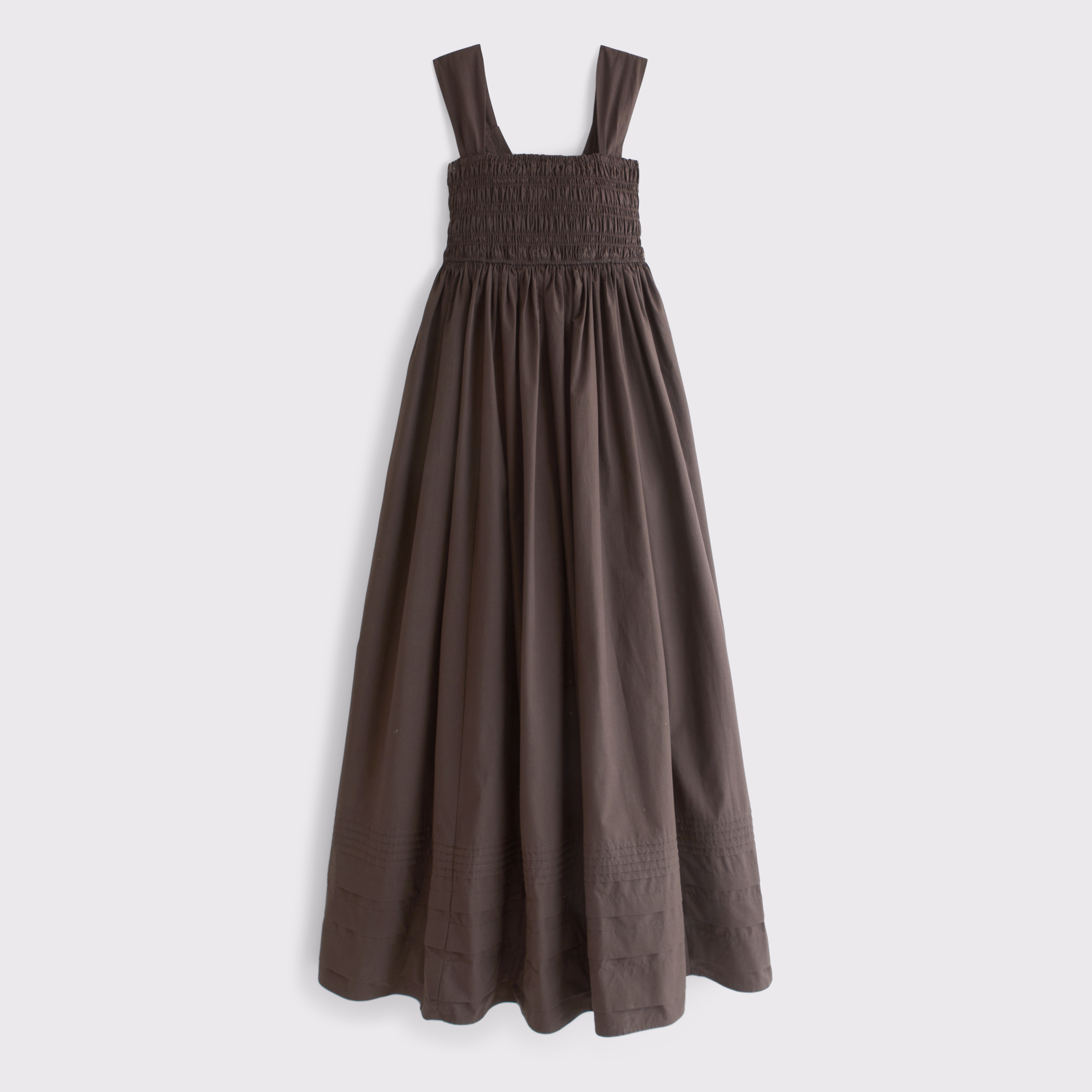 Женское платье Abercrombie & Fitch 100% Cotton A&F Sydney Smocked Maxi, цвет: Тёмный кофейный — фото 1