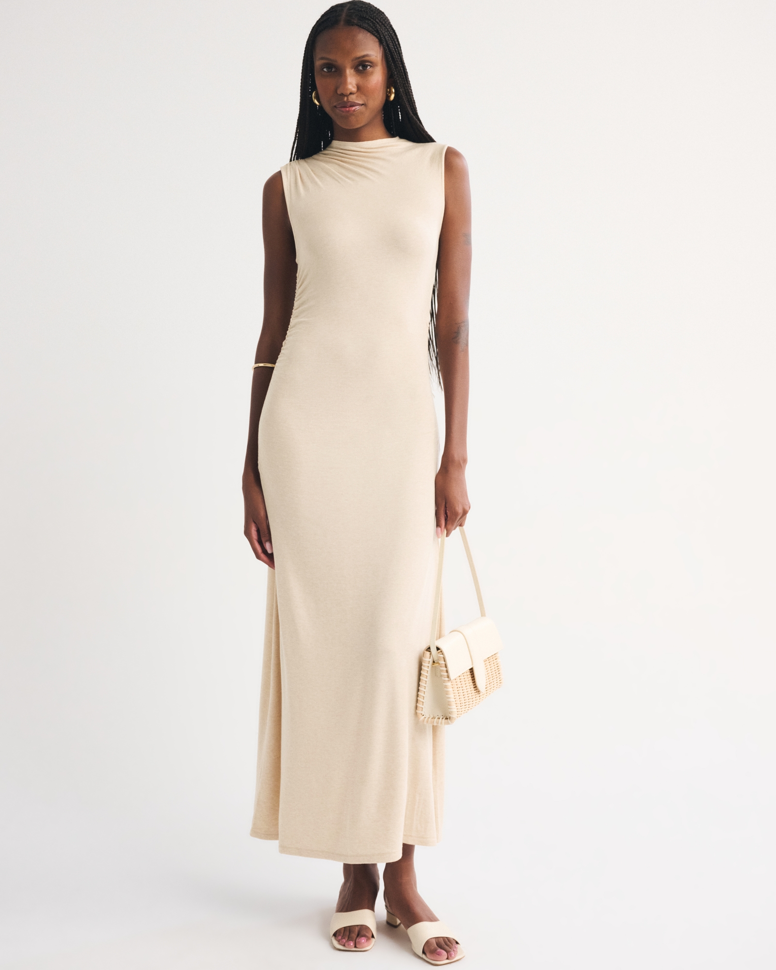 Fine Wool-Blend Mock Neck Maxi Dress - angle 1