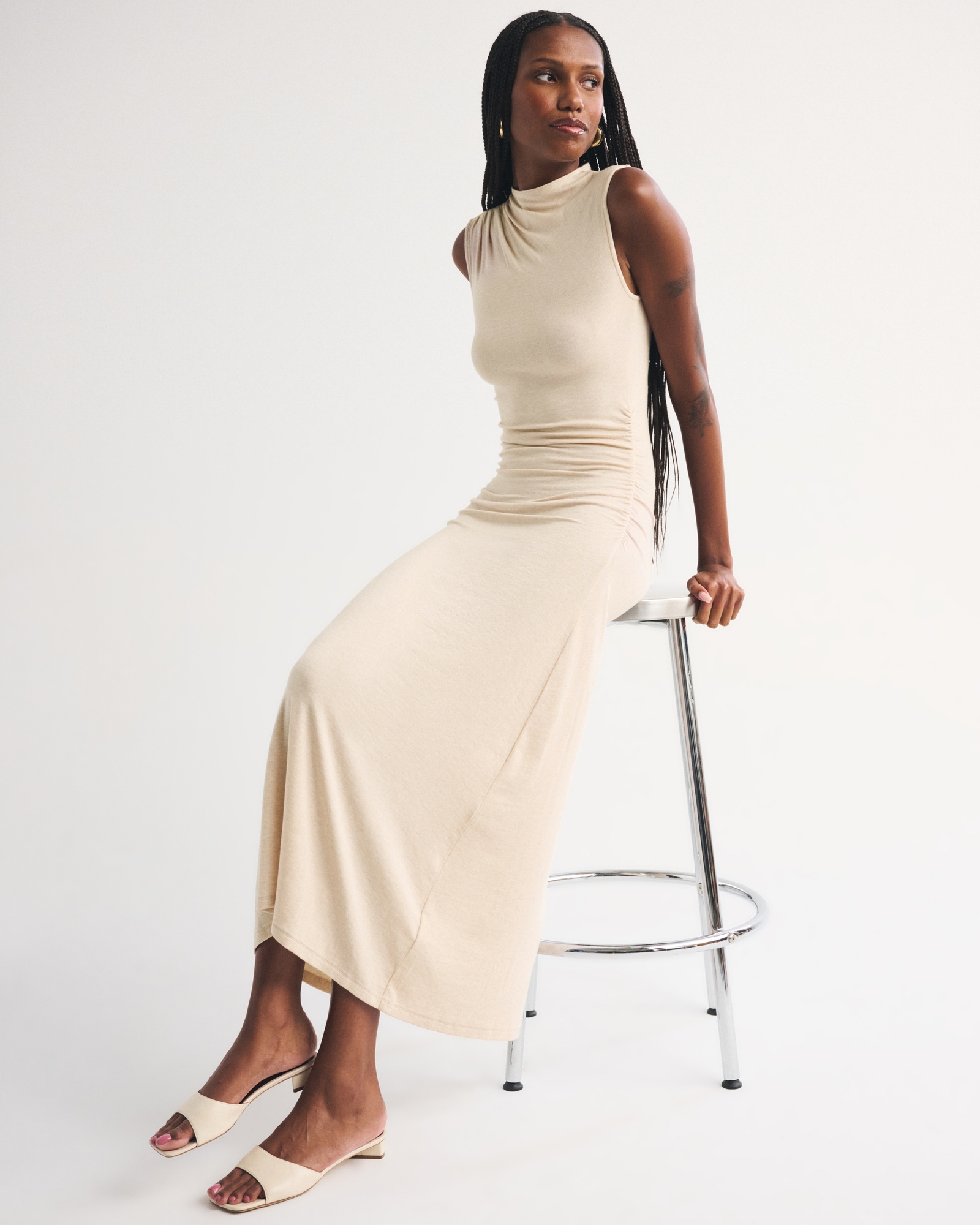 Fine Wool-Blend Mock Neck Maxi Dress thumbnail 2