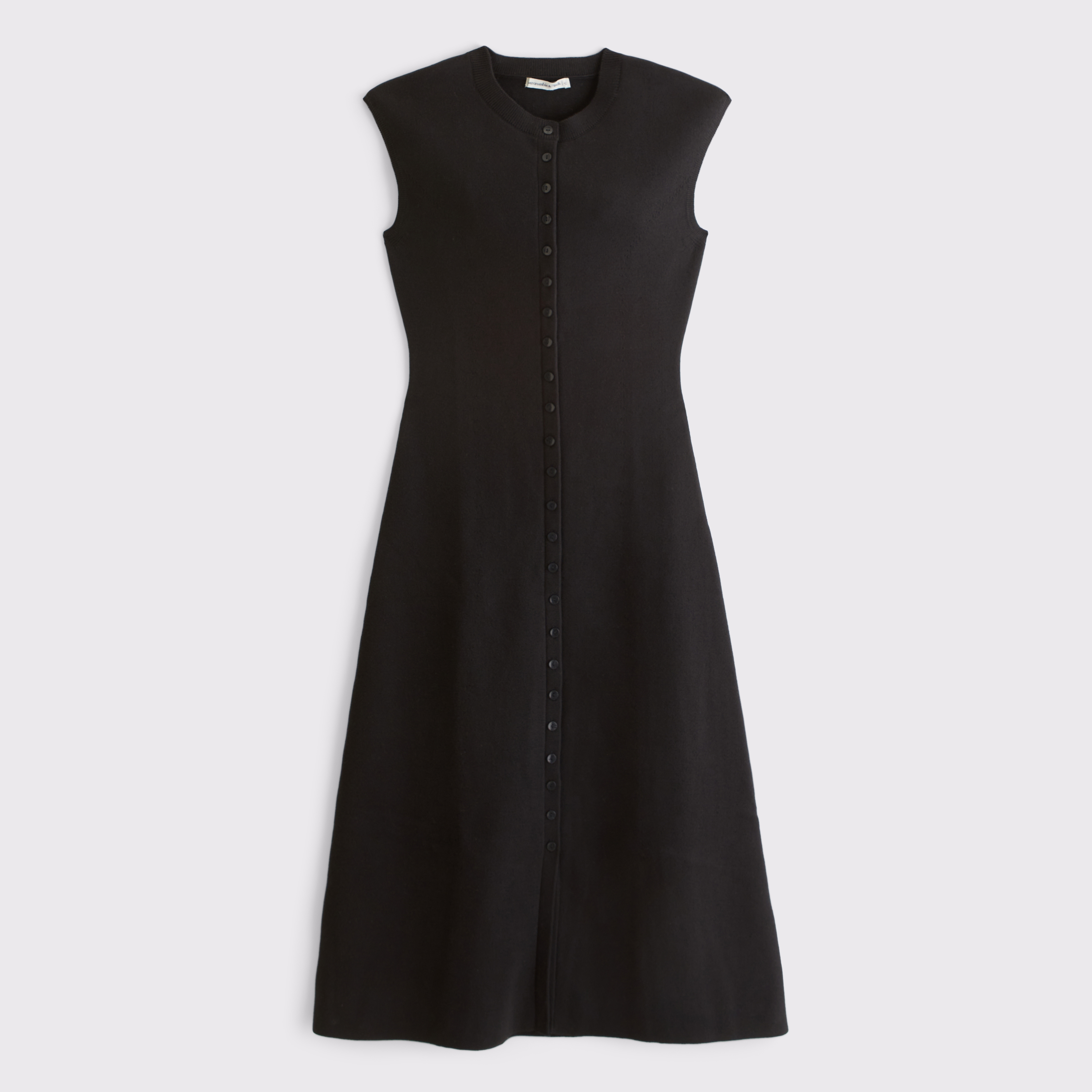 Женское платье Abercrombie & Fitch Short-Sleeve Button-Through Sweater Midi, цвет: Чёрный — фото 1