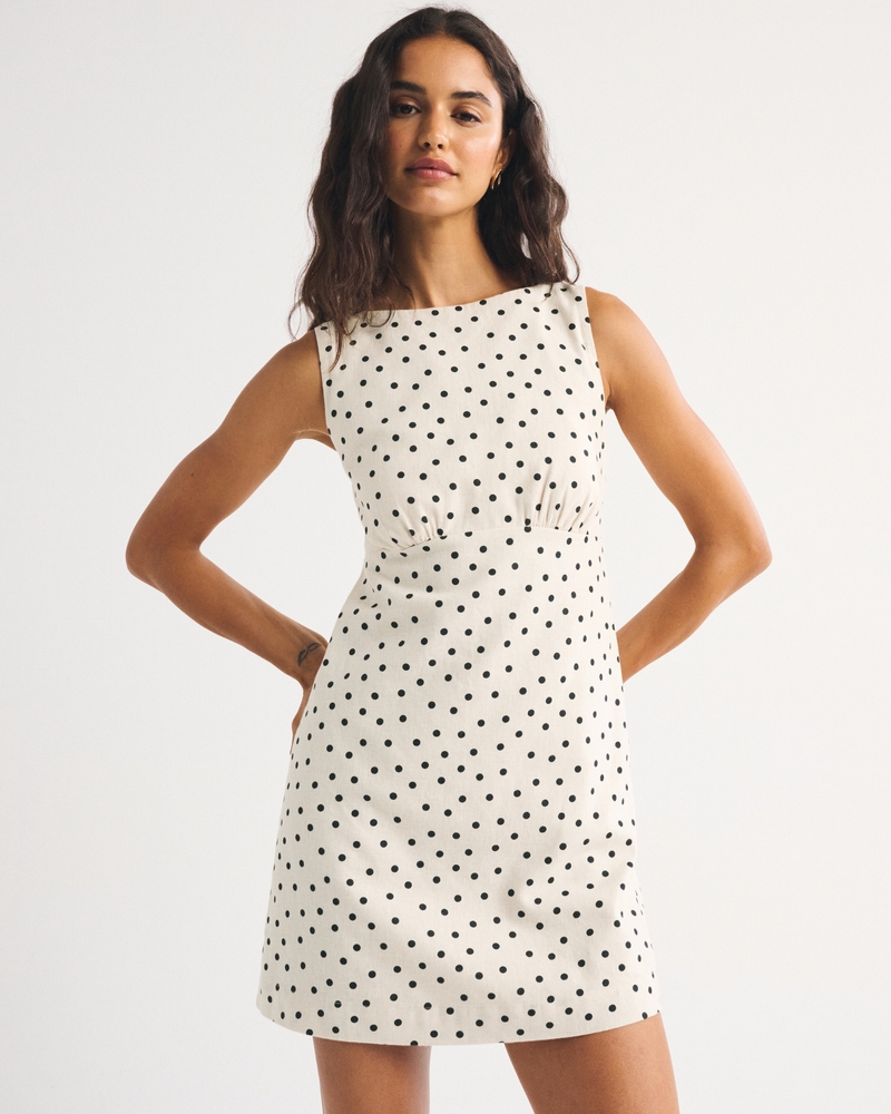 Bra-Free Linen-Blend High Neck Mini Dress - thumbnail 5