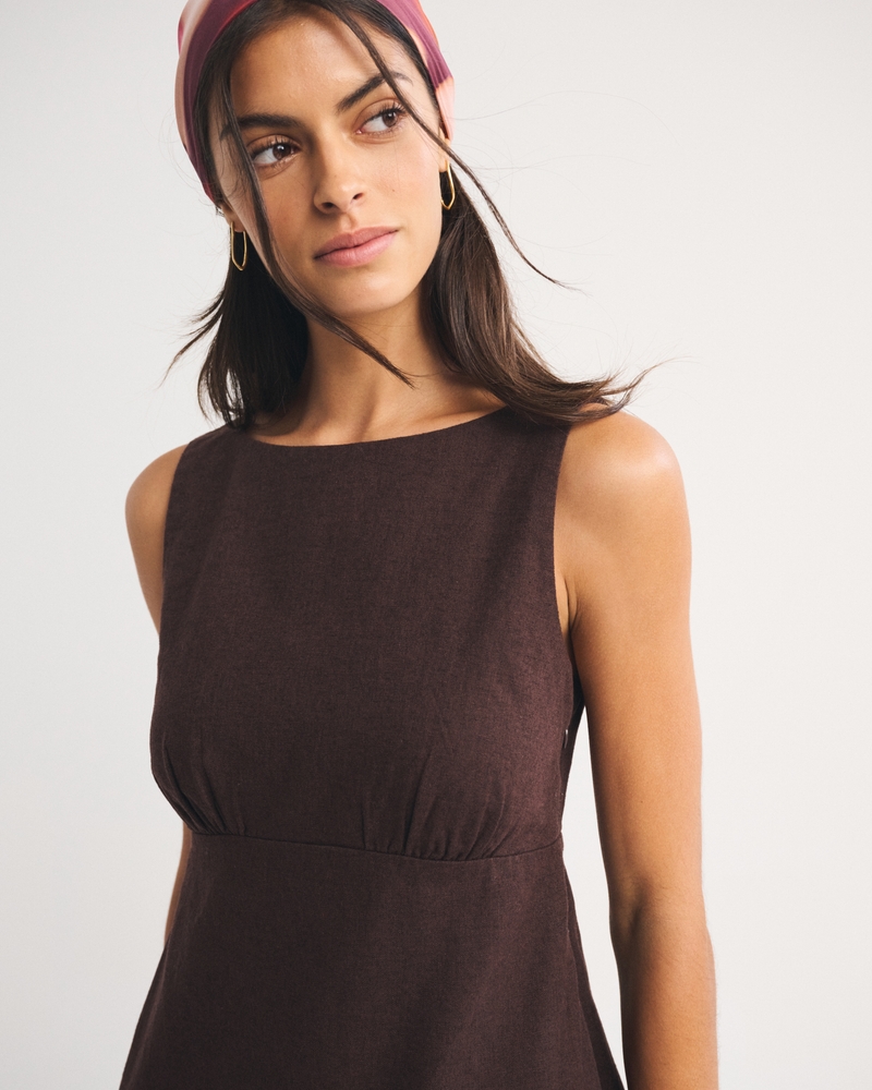 Bra-Free Linen-Blend High Neck Mini Dress - thumbnail 10