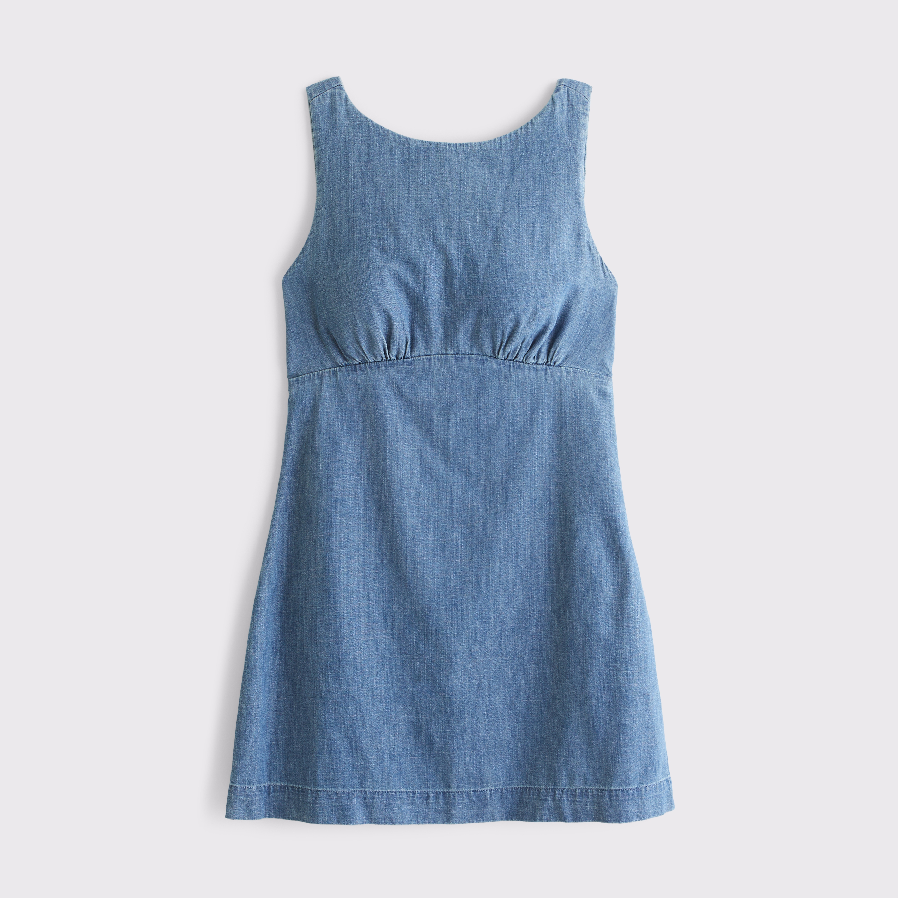 Женское платье Abercrombie & Fitch Bra-Free Denim High Neck Mini, цвет: Средняя варка — фото 1