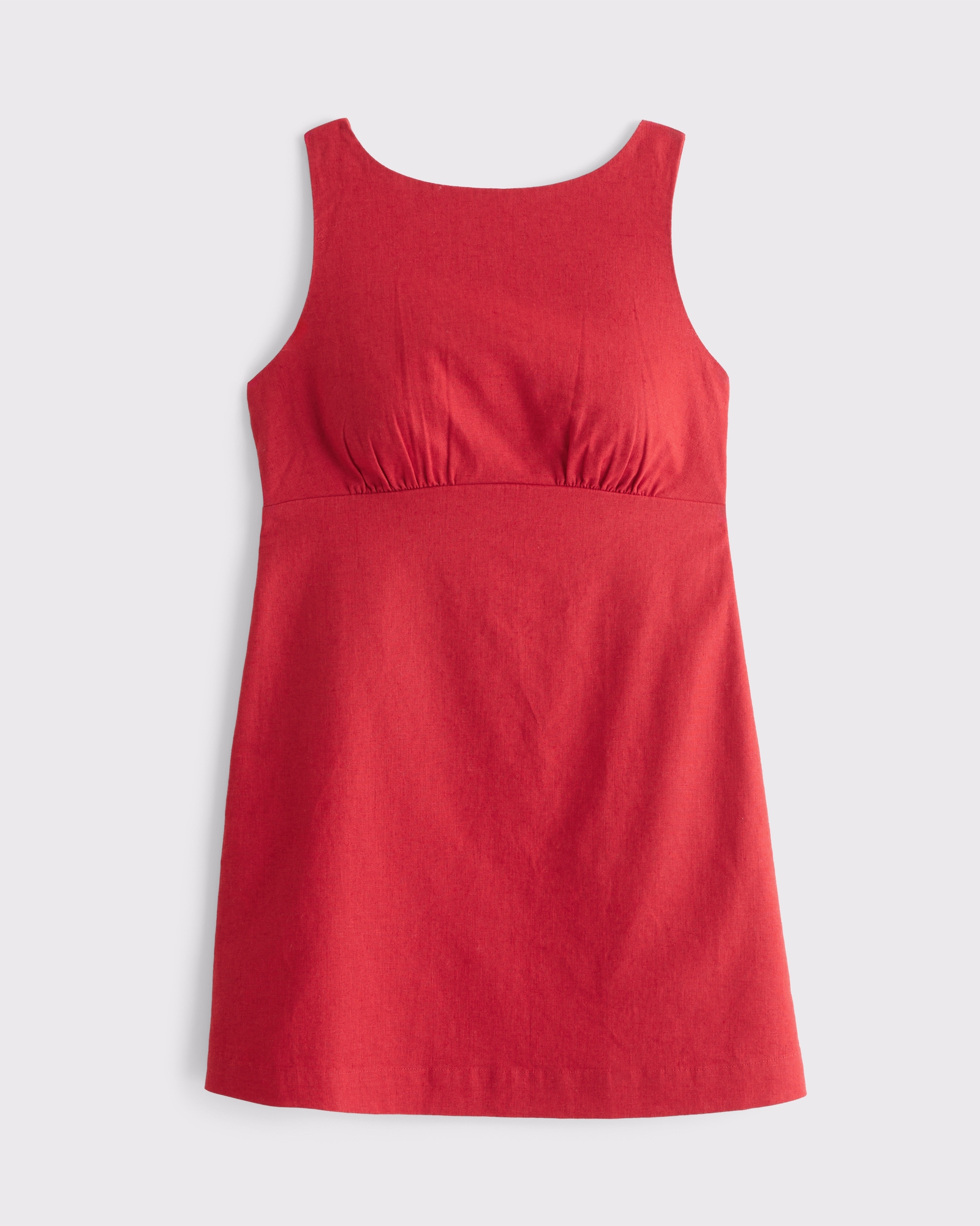 Bra-Free Linen-Blend High Neck Mini Dress