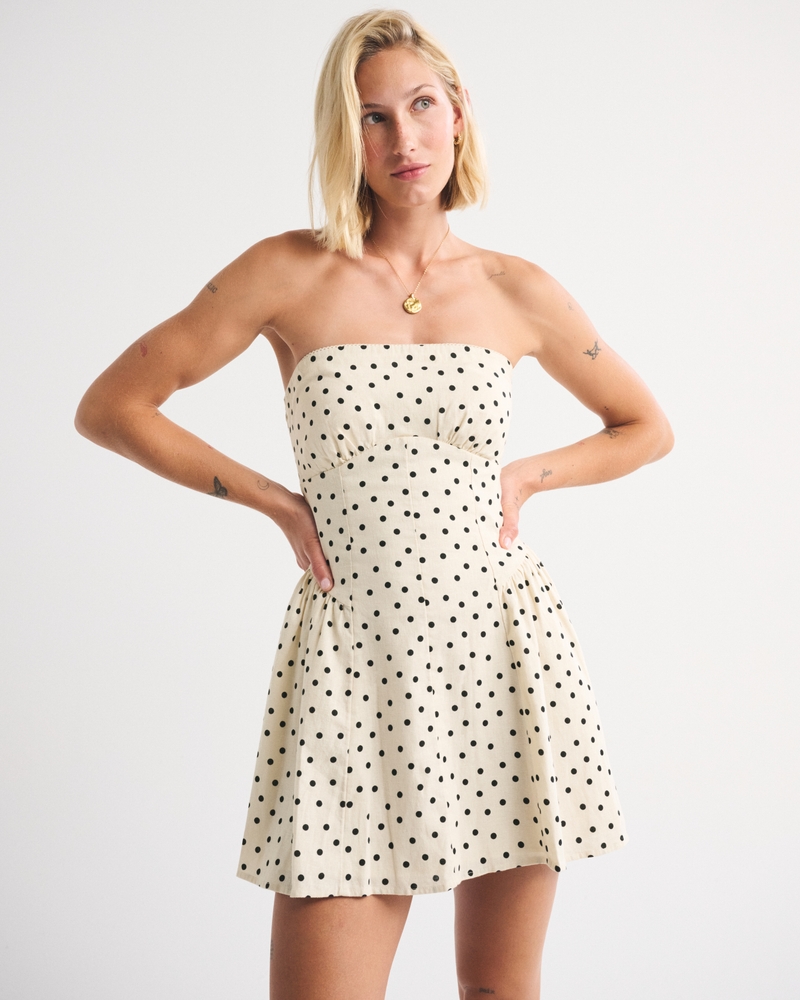 A&F Dylan Bra-Free Linen-Blend Strapless Mini Dress - thumbnail 3