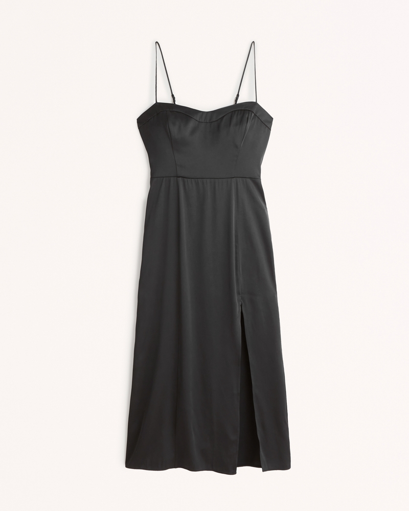 Women's Satin High-Slit Midi Dress | Women's Clearance | Abercrombie.com