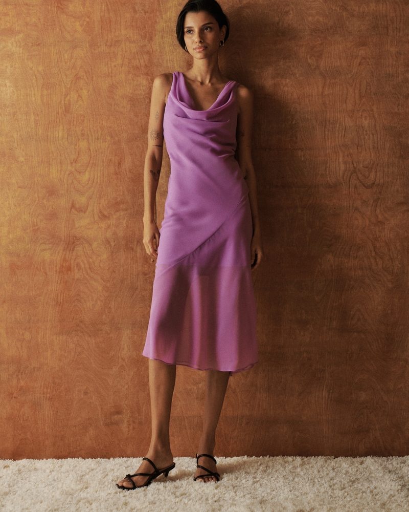 Cowl Neck Slip Midi Dress