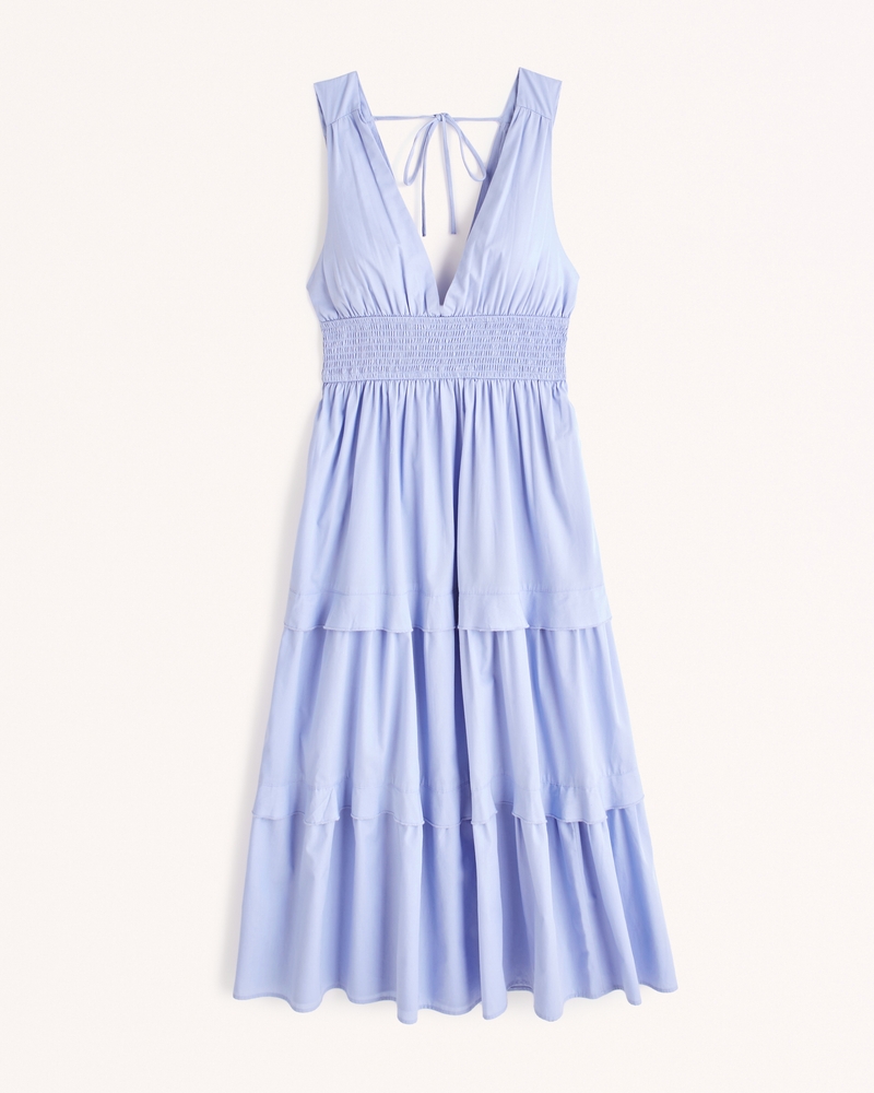 Smocked Waist Tiered Midi Dress