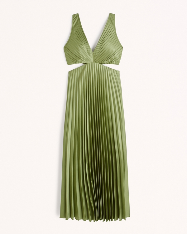 Women's Satin Pleated Cutout Maxi Dress | Women's | Abercrombie.com