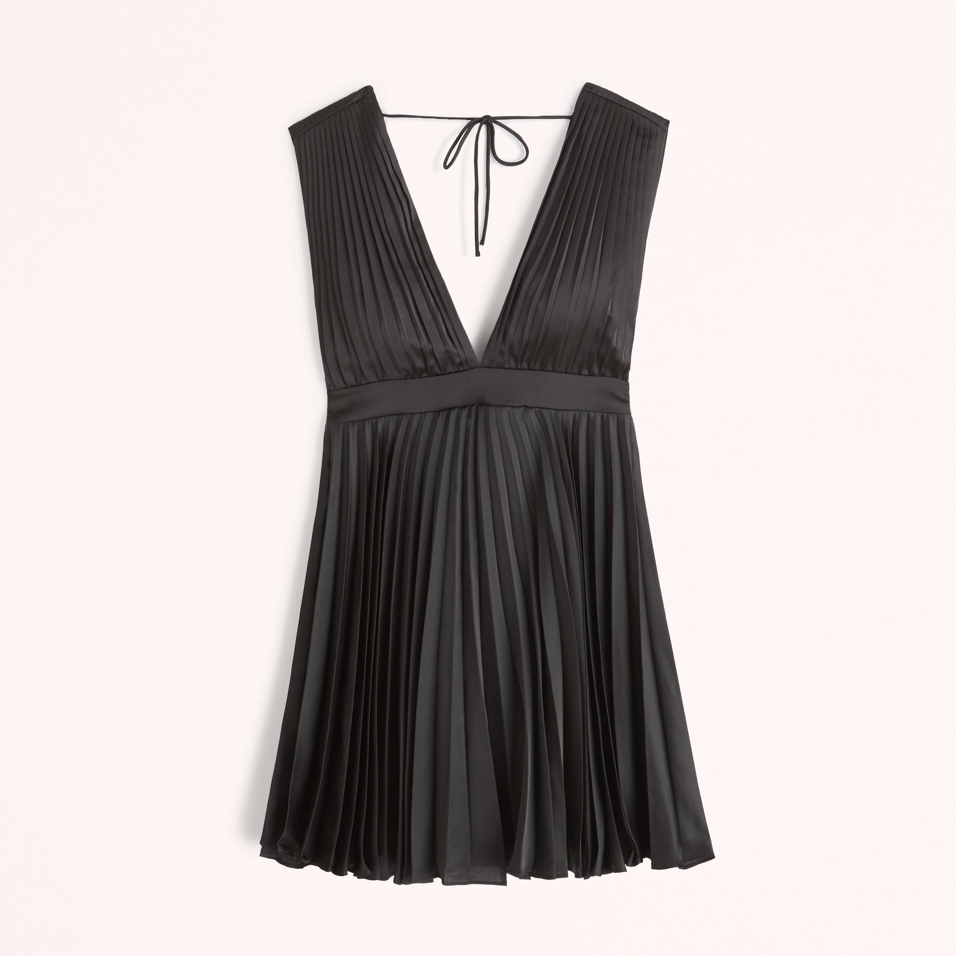 Plunge Pleated Mini Dress