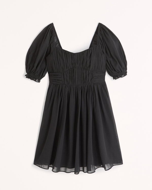 Women's Ruched Ruffle Puff Sleeve Mini Dress | Women's New Arrivals | Abercrombie.com