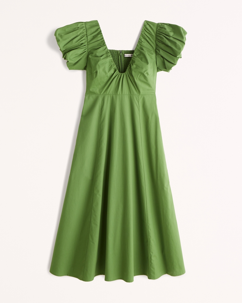 Women's Green Linen Midi dress 4272
